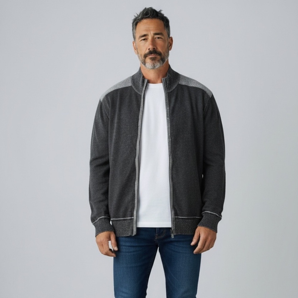 Buckle black zip up sweater